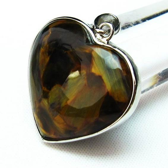 ピーターサイト ペンダント ハート Pietersite pendant クロシドライトアゲート ペンダントトップ 角閃石入り石英 メンズ レディース 一点物 [送料無料] 112-7397