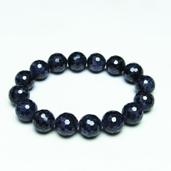 サファイア ブレスレット 128面カット 12mm bracelet 一点物 送料無料 111-25366