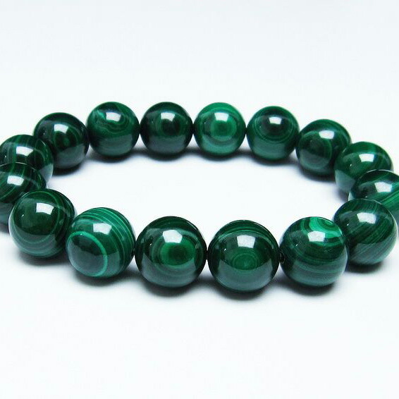 マラカイト ブレスレット 14mm malachite bracelet 孔雀石 ブレス パワーストーン 天然石 一点物 送料無料 111-29374