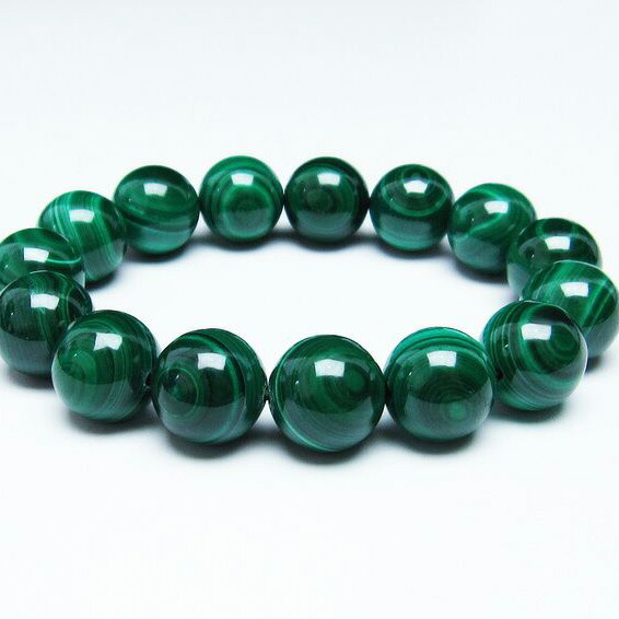 マラカイト ブレスレット 15mm malachite bracelet 孔雀石 ブレス パワーストーン 天然石 一点物 送料無料 111-29389