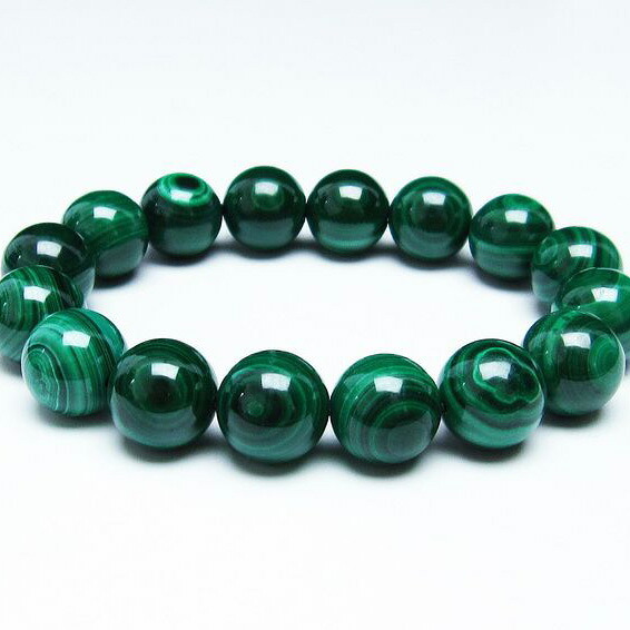 マラカイト ブレスレット 14mm malachite bracelet 孔雀石 ブレス パワーストーン 天然石 一点物 送料無料 111-29434｜天然石・パワーストーンの東昇