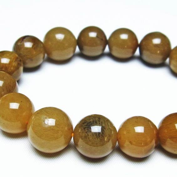 ルチルインアゲート ブレスレット 13mm メノウ ルチルクォーツ agate bracelet 金紅石入り瑪瑙 アゲート ブレス パワーストーン 天然石 一点物 [送料無料] 111-29811