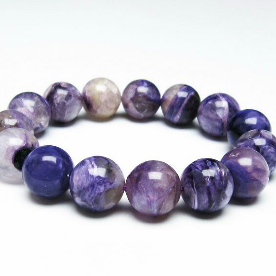 チャロアイト ブレスレット 14mm エンジェルシリカ charoite bracelet チャロ石 ブレス メンズ レディース パワーストーン 天然石 一点物 [送料無料] 111-31996