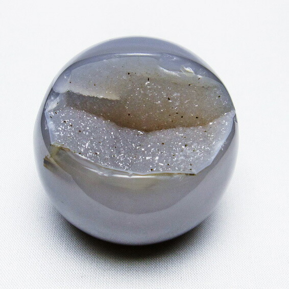 アゲート 笑口 丸玉 台座付属 ジオード 置物 原石 風水 開運 縁起物 一点物 [送料無料] 151-5605