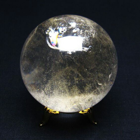水晶 丸玉 虹入り 53mm 台座付属 スフィア 天然水晶 水晶玉 crystal quartz クリスタル すいしょう 地鎮祭 透明 風水 パワーストーン 天然石 一点物 151-6135