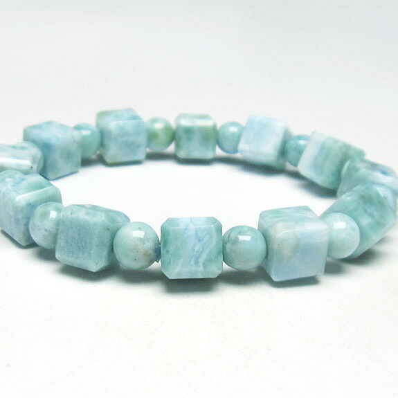 ラリマー ブレスレット 7mm ブルーペクトライト ソーダ珪灰石 larimar ラリマール pectolite ペクトライト bracelet 一点物 送料無料 111-34389