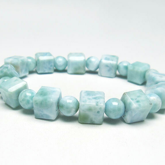 ラリマー ブレスレット 7mm ブルーペクトライト ソーダ珪灰石 larimar ラリマール pectolite ペクトライト bracelet 一点物 送料無料 111-34394