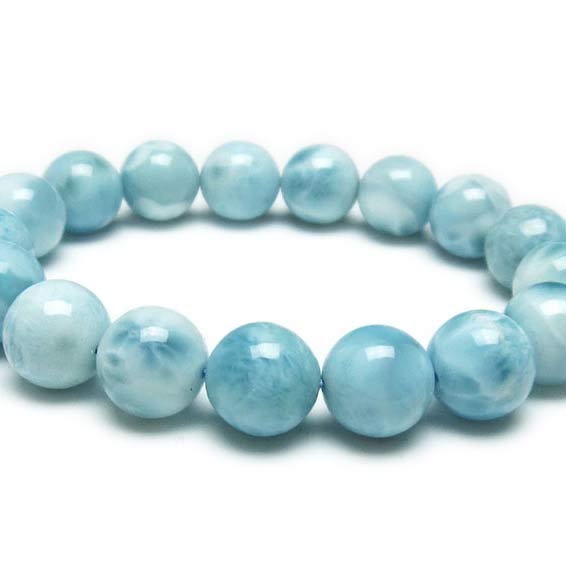 ラリマー ブレスレット 13mm ラリマール ブレス ソーダ珪灰石 ペクトライト pectolite ブルーペクトライト larimar bracelet 一点物 送料無料 111-38036