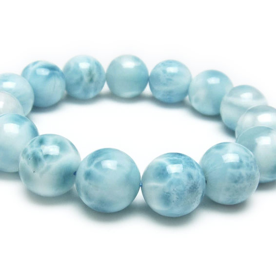 ラリマー ブレスレット 15mm ラリマール ブレス ソーダ珪灰石 ペクトライト pectolite ブルーペクトライト larimar bracelet 一点物 送料無料 111-38048|天然石・パワーストーンの東昇
