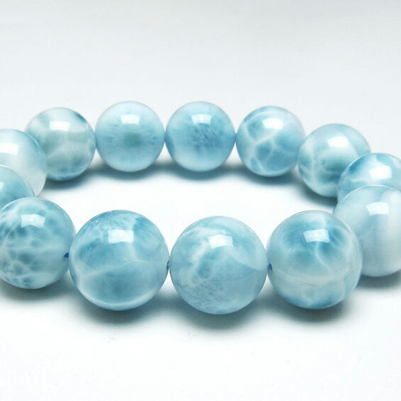 ラリマー ブレスレット 18mm ラリマール ブレス ソーダ珪灰石 ペクトライト pectolite ブルーペクトライト larimar bracelet 一点物 送料無料 111-38056