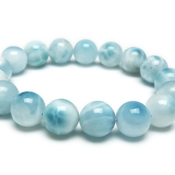 ラリマー ブレスレット 13mm ラリマール ブレス ソーダ珪灰石 ペクトライト pectolite ブルーペクトライト larimar bracelet 一点物 送料無料 111-38085｜天然石・パワーストーンの東昇