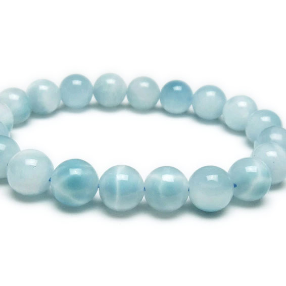 ラリマー ブレスレット 10mm ラリマール 限定一点物 送料無料 ブレス larimar bracelet ソーダ珪灰石 ペクトライト pectolite ブルーペクトライト 111-38089|天然石・パワーストーンの東昇