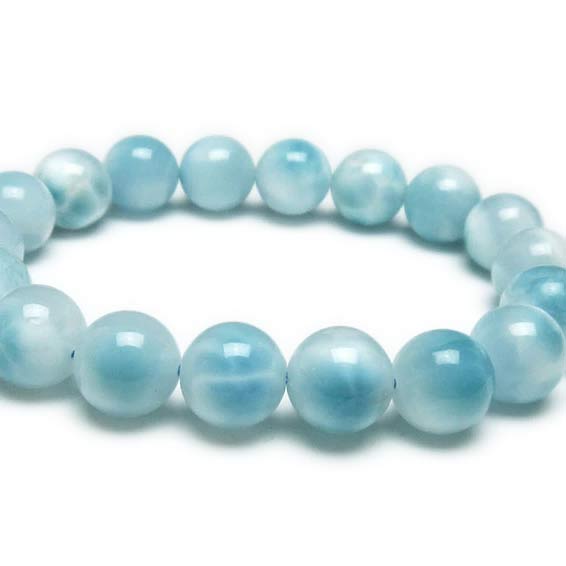 ラリマー ブレスレット 12mm ラリマール ブレス ソーダ珪灰石 ペクトライト pectolite ブルーペクトライト larimar bracelet 一点物 送料無料 111-38091