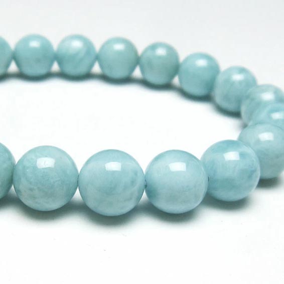 ラリマー ブレスレット 9mm ラリマール ブレス ソーダ珪灰石 ペクトライト pectolite ブルーペクトライト larimar bracelet 一点物 送料無料 111-38266