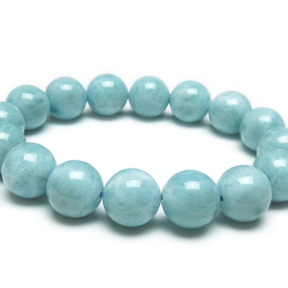 ラリマー ブレスレット 13mm ラリマール ブレス ソーダ珪灰石 ペクトライト pectolite ブルーペクトライト larimar bracelet 一点物 送料無料 111-38284