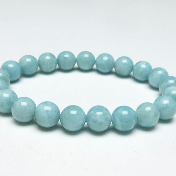 ラリマー ブレスレット 9mm ラリマール ブレス ソーダ珪灰石 ペクトライト pectolite ブルーペクトライト larimar bracelet 一点物 送料無料 111-38295