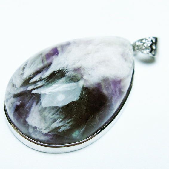 エンジェルフェザー フローライト ペンダント fluorite pendant 蛍石 ほたる石 ペンダントトップ 一点物 送料無料 112-12010
