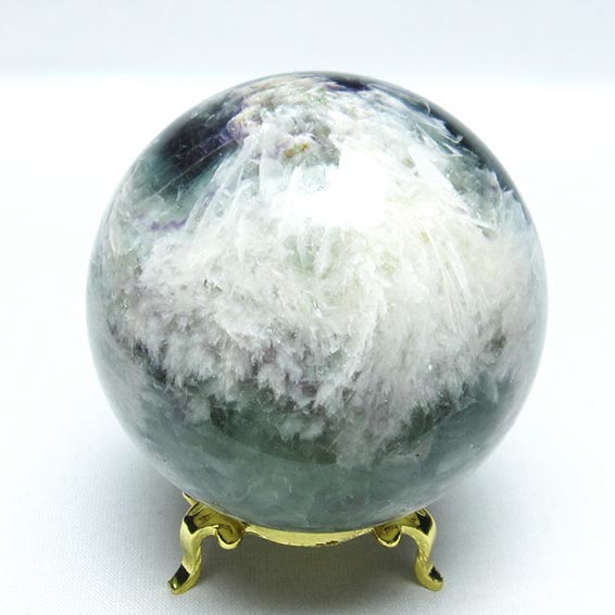 エンジェルフェザー フローライト 丸玉 69mm 台座付属 蛍石 fluorite スフィア ほたる石 球体 玉 一点物 送料無料 151-7234