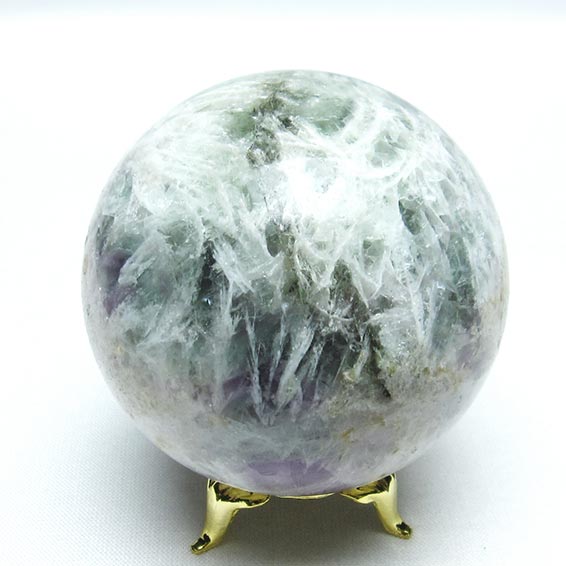 エンジェルフェザー フローライト 丸玉 61mm 台座付属 蛍石 fluorite スフィア ほたる石 球体 玉 一点物 送料無料 151-7257