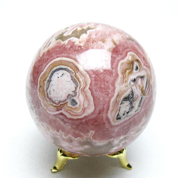 インカローズ 丸玉 52mm 台座付属 スフィア ロードクロサイト 菱マンガン鉱 inca rose インカの薔薇 原石 置物 一点物 送料無料 151-7409