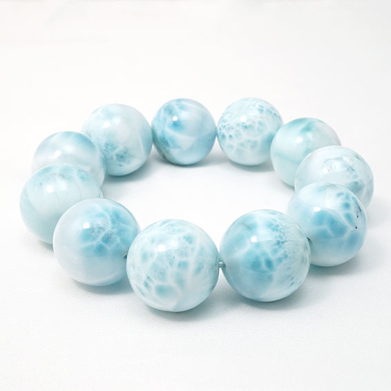 ラリマー ブレスレット 22mm ラリマール ブレス larimar bracelet ペクトライト pectolite 一点物 送料無料 199-177｜天然石・パワーストーンの東昇