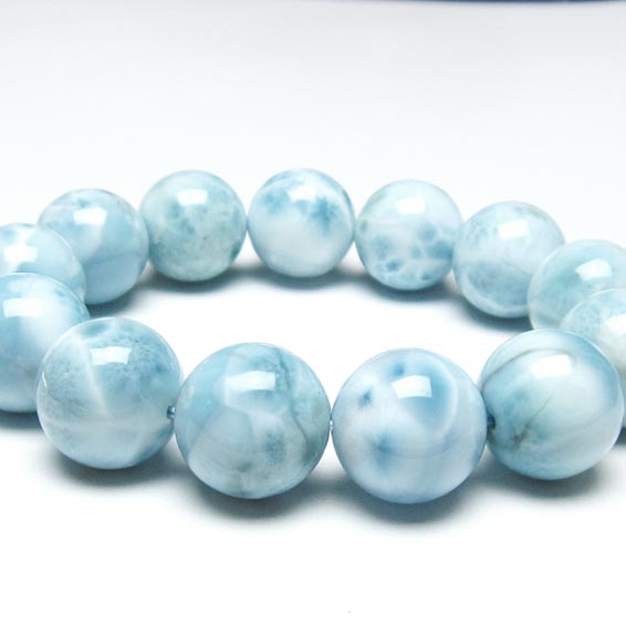 ラリマー ブレスレット 18mm ラリマール ブレス larimar bracelet ペクトライト pectolite 一点物 送料無料 199-193｜天然石・パワーストーンの東昇