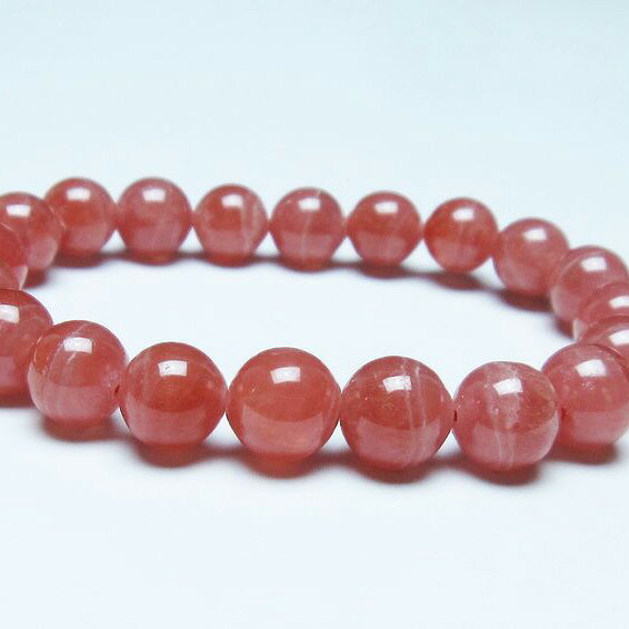 インカローズ ブレスレット 10mm 菱マンガン鉱 ロードクロサイト inca rose インカの薔薇 bracelet ブレス 一点物 送料無料 199-234