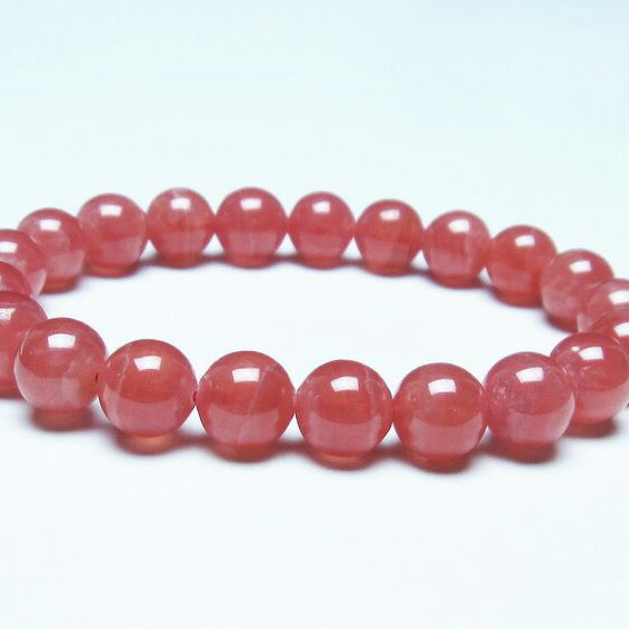 インカローズ ブレスレット 9mm 菱マンガン鉱 ロードクロサイト inca rose インカの薔薇 bracelet ブレス 一点物 送料無料 199-237