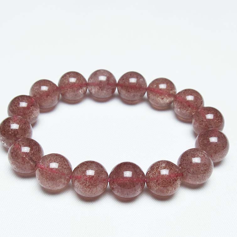 ストロベリークォーツ ブレスレット 13mm 苺水晶 ブレス bracelet 一点物 送料無料 111-40300
