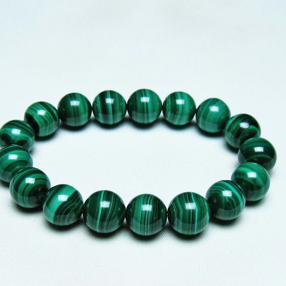 マラカイト ブレスレット 13mm ブレス bracelet 孔雀石 パワーストーン 天然石 一点物 送料無料 111-40465