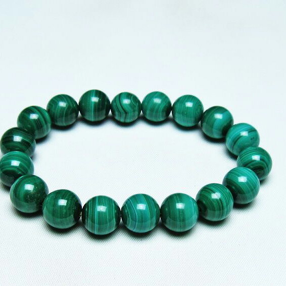 マラカイト ブレスレット 12mm ブレス bracelet 孔雀石 パワーストーン 天然石 一点物 送料無料 111-40468