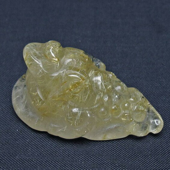 ルチルクォーツ 手彫り 置物 キンセン 金蟾 タイチンルチル 一点物 送料無料 145-1693