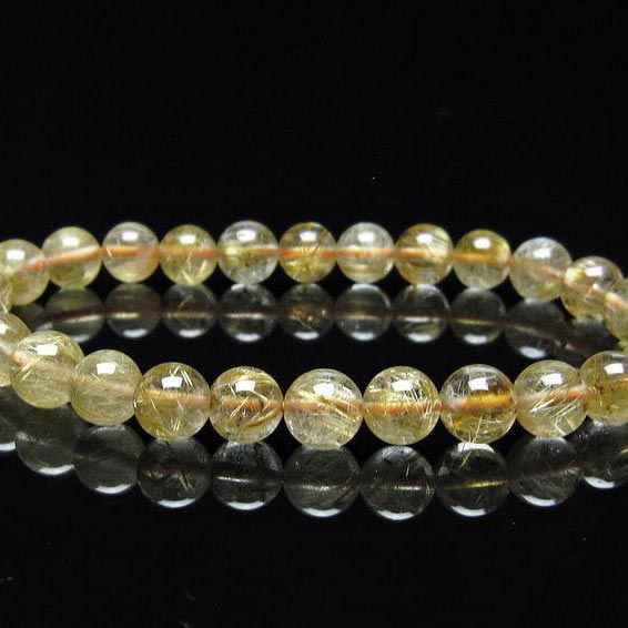 タイチンルチルクォーツ ブレスレット 7mm ルチルクォーツ ブレス bracelet ルチレイテッドクォーツ 一点物 送料無料 111-41637