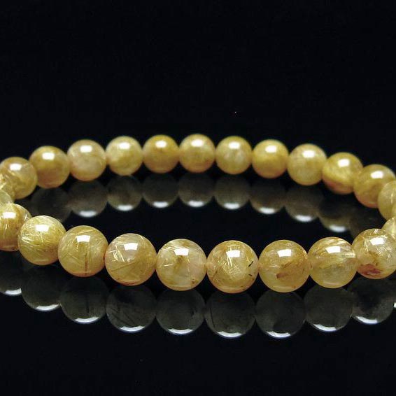 タイチンルチルクォーツ ブレスレット 7mm ルチルクォーツ ブレス bracelet ルチレイテッドクォーツ 一点物 送料無料 111-41717