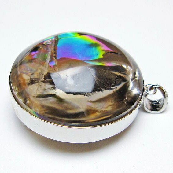 スモーキークォーツ ペンダント 虹入り 煙水晶 ペンダント スモーキーアイリス ペンダントトップ pendant 一点物 送料無料 112-12465