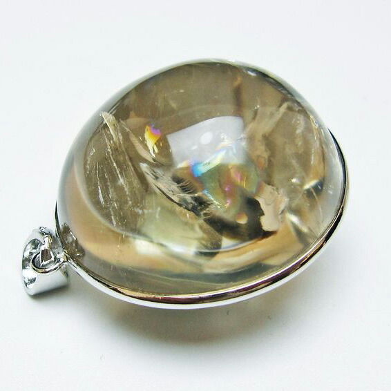 スモーキークォーツ ペンダント 虹入り 煙水晶 ペンダント スモーキーアイリス ペンダントトップ pendant 一点物 送料無料 112-12469