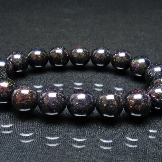 ブラックオパール ブレスレット 12mm 一点物 送料無料 111-37618