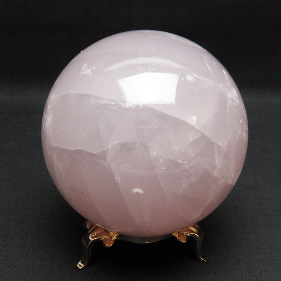 1.1Kg ローズクォーツ 丸玉 91mm 台座付属 ばら石英 rose quartz スフィア ピンク 一点物 送料無料 151-6473