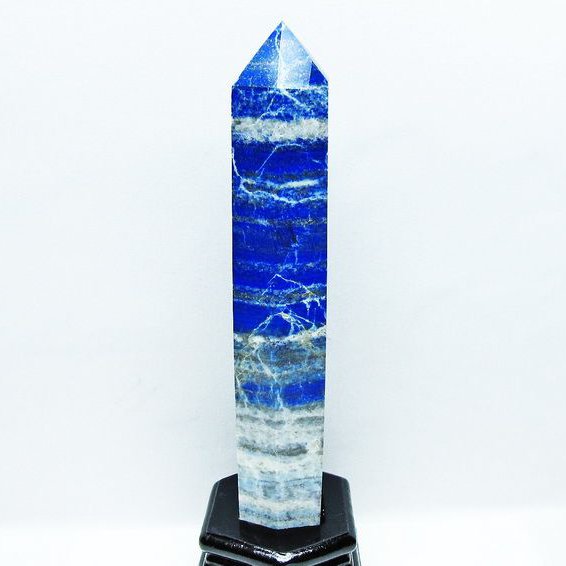 ラピスラズリ ポイント 瑠璃 六角柱 lapis lazuli 台座付属 一点物 送料無料 152-3126