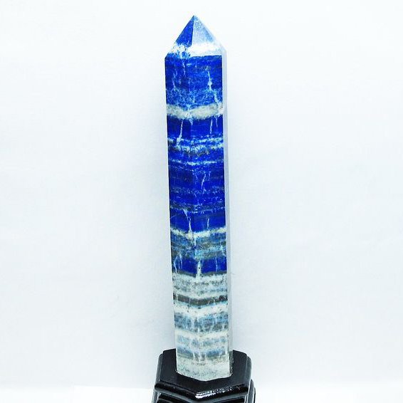 1.1Kg ラピスラズリ ポイント 瑠璃 六角柱 lapis lazuli 台座付属 一点物 送料無料 152-3132
