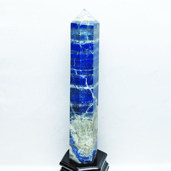 1.3Kg ラピスラズリ ポイント 瑠璃 六角柱 lapis lazuli 台座付属 一点物 送料無料 152-3135