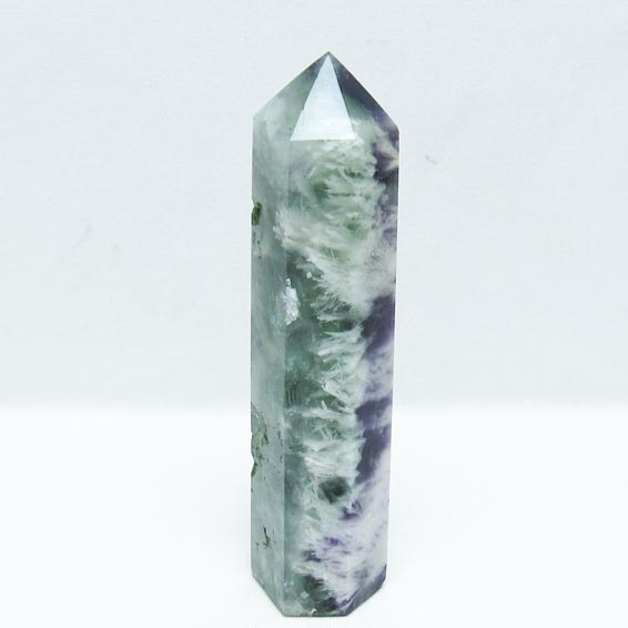 エンジェルフェザー フローライト 六角柱 蛍石 ポイント ほたる石 fluorite 一点物 送料無料 152-3294