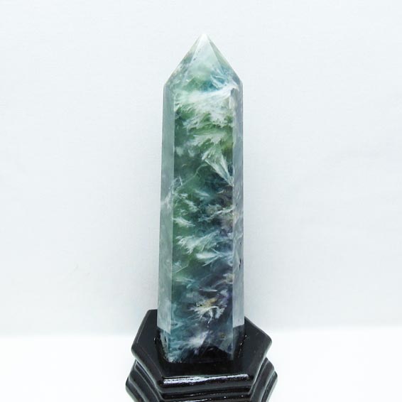 エンジェルフェザー フローライト 六角柱 蛍石 ポイント ほたる石 fluorite 台座付属 一点物 送料無料 152-3333