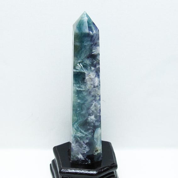 エンジェルフェザー フローライト 六角柱 蛍石 ポイント ほたる石 fluorite 台座付属 一点物 送料無料 152-3337