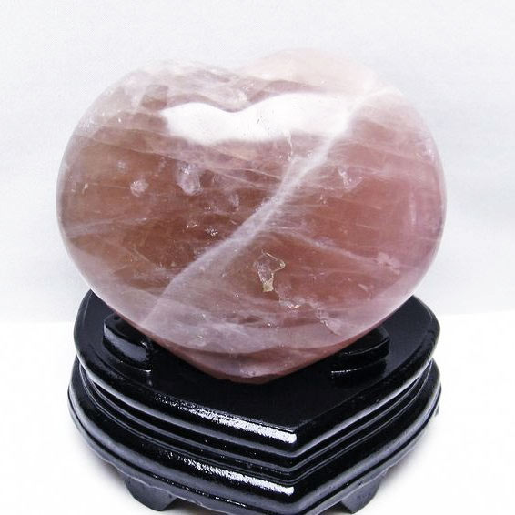 1.1Kg ローズクォーツ ハート 置物 虹入り rose quartz ばら石英 台座付属 一点物 送料無料 155-812