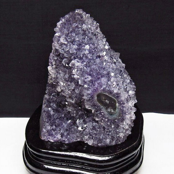 1.3Kg アメジスト クラスター ウルグアイ産 フラワーアメジスト 原石 天然石 アメシスト amethyst パワーストーン 浄化 風水 玄関 台座付属 一点物 送料無料 182-7125