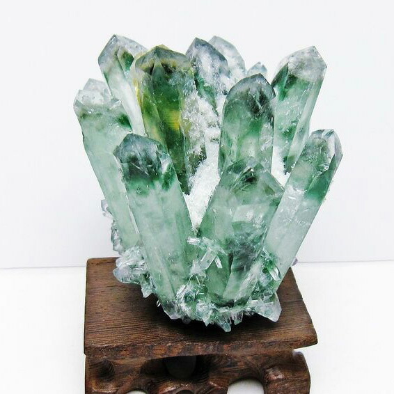 緑水晶 クラスター 原石 台座付属 一点物 送料無料 182-7428
