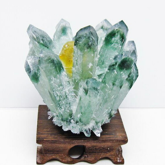 緑水晶 クラスター 原石 台座付属 一点物 送料無料 182-7437