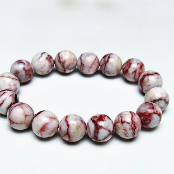 シナバーインクォーツ ブレスレット 14mm シナバークォーツ ブレス 辰砂 シンシャ bracelet 一点物 送料無料 111-44355