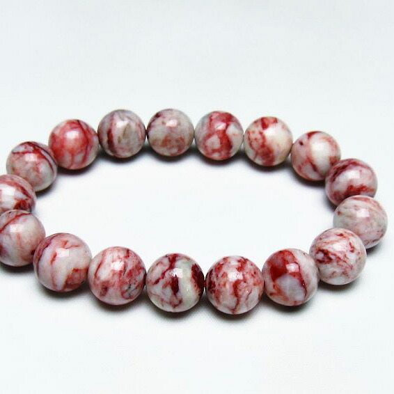 シナバーインクォーツ ブレスレット 13mm シナバークォーツ ブレス 辰砂 シンシャ bracelet 一点物 送料無料 111-44377